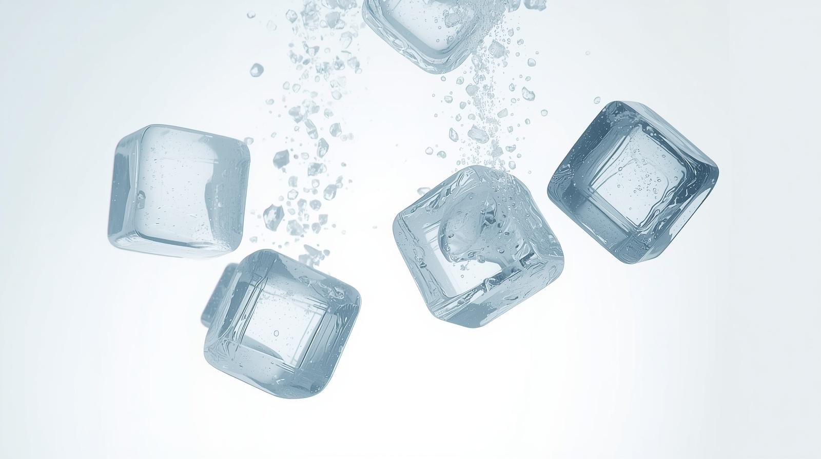 Eiswürfel im Wasser als Symbol für Verdichtung und Struktur